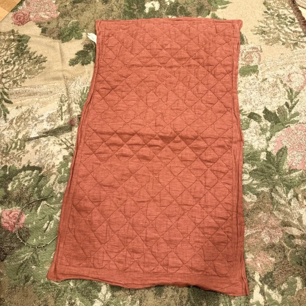 Pottery Barn Kind Size Belgian Flax Linen Diamond Quilted Sham 36” x20”